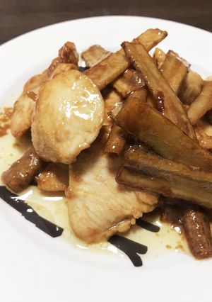 鶏むね肉とごぼうのオイスターマヨネーズ-レシピのメイン写真