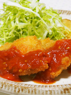 ジューシーチキンカツ♪手作りトマトソース-レシピのメイン写真