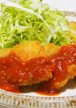 ジューシーチキンカツ♪手作りトマトソース-レシピのメイン写真