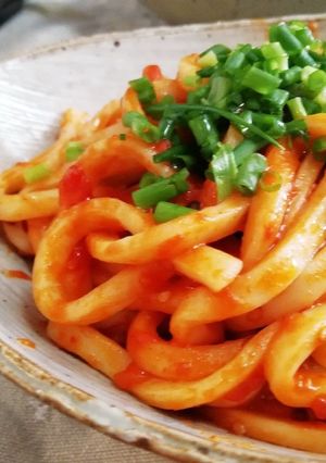 夏バテ防止！炎のコチュアラビアータうどん-レシピのメイン写真