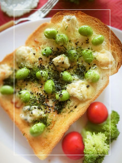 青海苔*胡麻香る❀枝豆×ブルチ和トースト-レシピのメイン写真