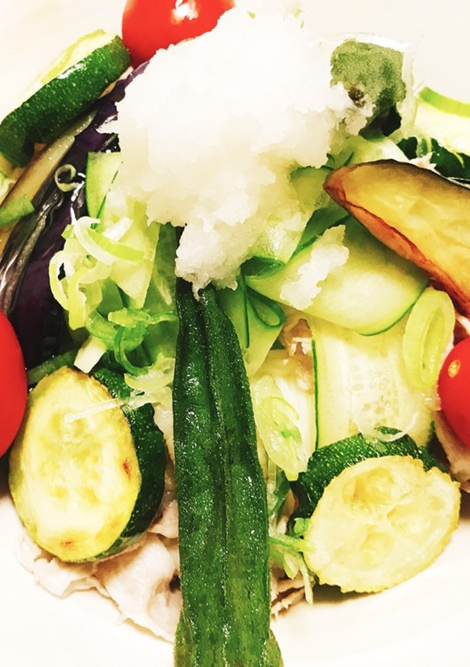 揚げ野菜とおろし豚しゃぶそーめん♡-レシピのメイン写真