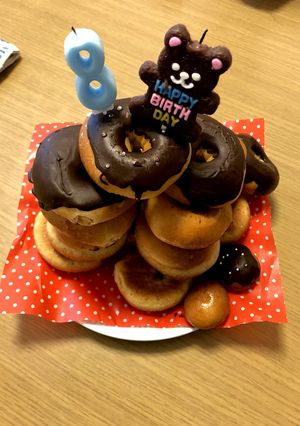 お祝い朝食に☆HBで簡単ドーナツタワー☆-レシピのメイン写真