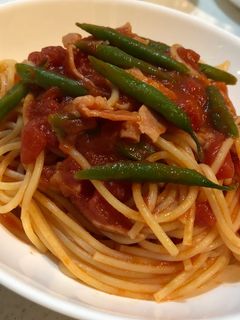 ベーコンといんげんの濃厚トマトパスタ-レシピのメイン写真