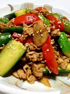 甘酢生姜と豚肉・きゅうりのピリ辛味噌炒め-レシピのメイン写真