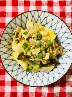 簡単副菜♡キャベツときのこの梅しらす和え-レシピのメイン写真