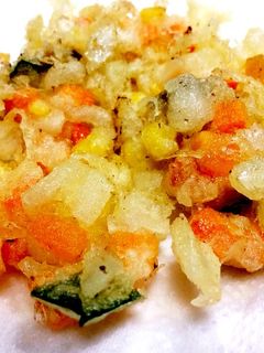 サクサク簡単☆3色の彩り☆野菜かき揚げ-レシピのメイン写真