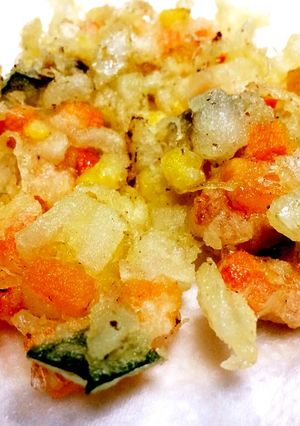 サクサク簡単☆3色の彩り☆野菜かき揚げ-レシピのメイン写真