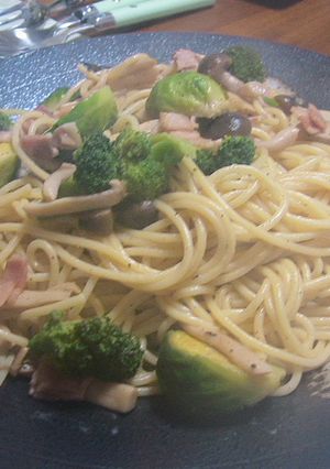 芽キャベツとベーコンのパスタ-レシピのメイン写真