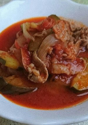 牛薄切り肉と夏野菜のトマト煮-レシピのメイン写真
