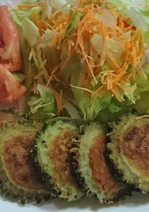スパムと豆腐のゴーヤ詰め*揚げ焼き-レシピのメイン写真