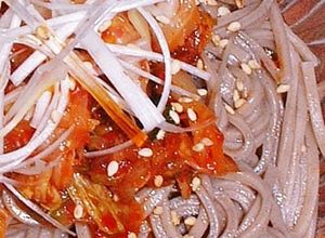 冷キムチ蕎麦（乾麺）・ごま油とかつお風味-レシピのメイン写真