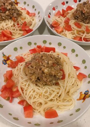 鯖の水煮缶とトマトの、冷製パスタ！-レシピのメイン写真