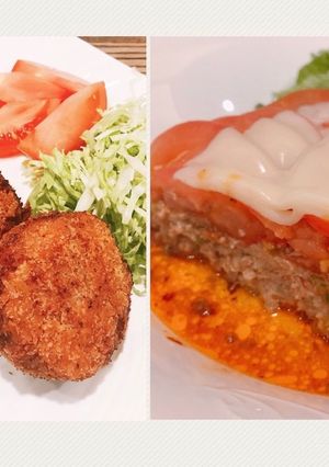 一気に2品☆メンチカツとフライパンバーグ-レシピのメイン写真