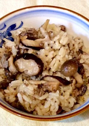 きのこたっぷり挽肉入り炊き込みご飯-レシピのメイン写真