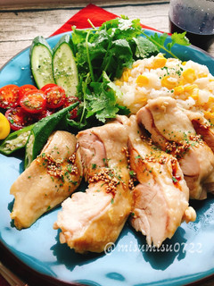 とうもろこしご飯の海南鶏飯(動画有)-レシピのメイン写真