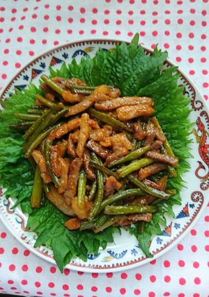 大葉で巻いて！豚肉とニンニクの芽巻き-レシピのメイン写真