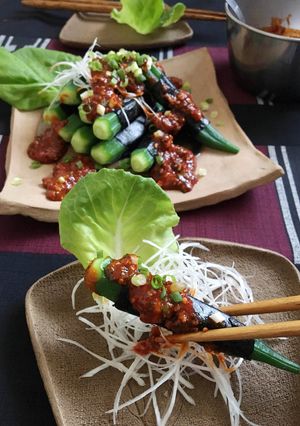【ヤンニョムで食べる夏野菜。オクラ】-レシピのメイン写真