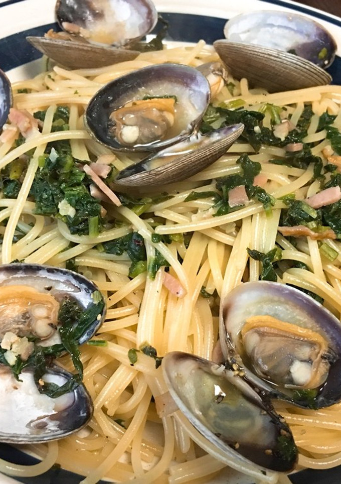 大根菜炒めとあさりの酒蒸しリメイクパスタ-レシピのメイン写真