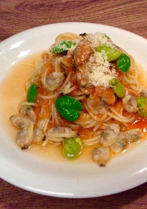 ピューレであさり入り冷製パスタ-レシピのメイン写真