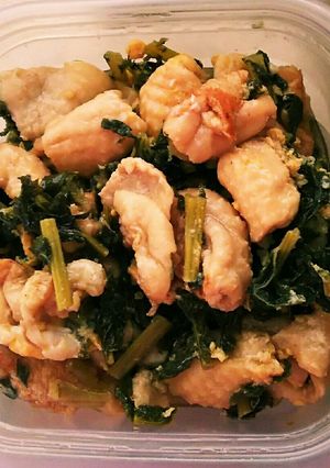 大根の葉と鶏皮の卵とじ-レシピのメイン写真