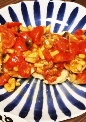 鶏胸肉のきのこトマトソース-レシピのメイン写真