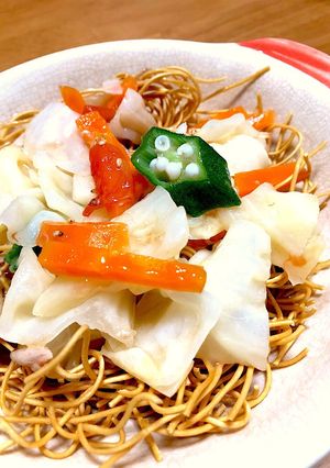 夏野菜のかたやきそば-レシピのメイン写真