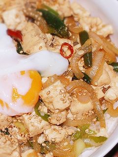 木綿豆腐のスタ丼(ピリ辛大蒜醤油味)-レシピのメイン写真
