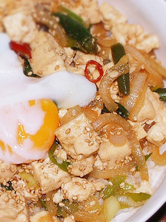 木綿豆腐のスタ丼(ピリ辛大蒜醤油味)-レシピのメイン写真