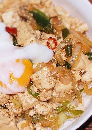 木綿豆腐のスタ丼（ピリ辛大蒜醤油味）-レシピのメイン写真