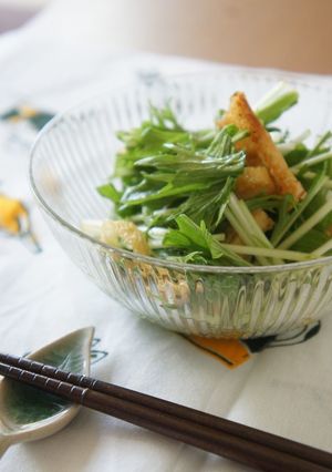 カリっと油揚げ＊ピリ辛水菜サラダ-レシピのメイン写真