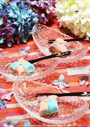 レンジで簡単和菓子★ねりきりの紫陽花-レシピのメイン写真