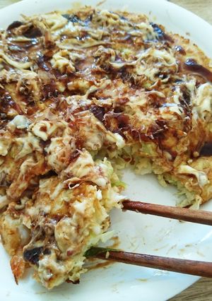 山芋なし！小麦粉だけのふわとろお好み焼き-レシピのメイン写真