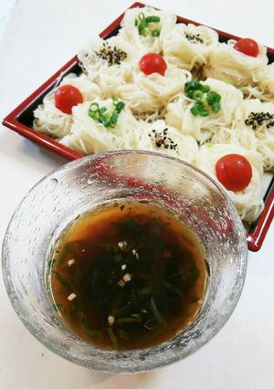 そうめん、茗荷と大葉と生姜のつけつゆ-レシピのメイン写真