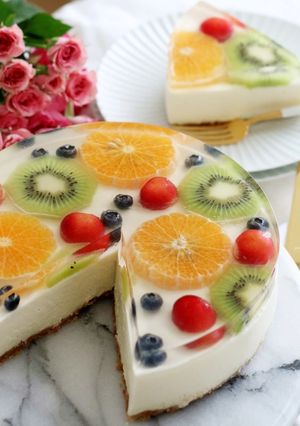 華やかで涼しげ～水玉レアチーズケーキ-レシピのメイン写真