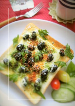 大葉・青海苔香る❀蒸し黒豆の和トースト-レシピのメイン写真