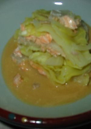 レンジde鮭と白菜の重ね蒸し☆粕汁仕立て-レシピのメイン写真