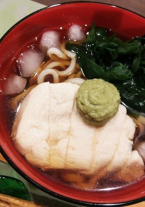 サラダチキンで簡単☆冷たい鶏山葵うどん-レシピのメイン写真