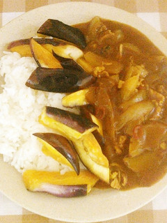 ナスのラー油炒め乗せカレー-レシピのメイン写真