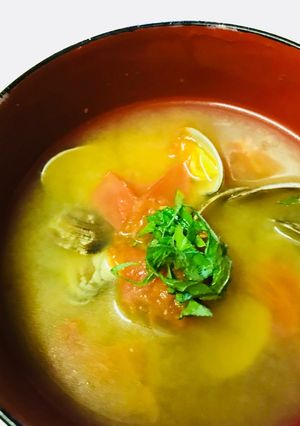 トマトとあさりの味噌汁-レシピのメイン写真
