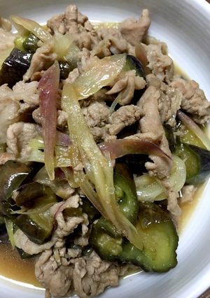 夏バテ対策！豚コマとナスの炒め物-レシピのメイン写真