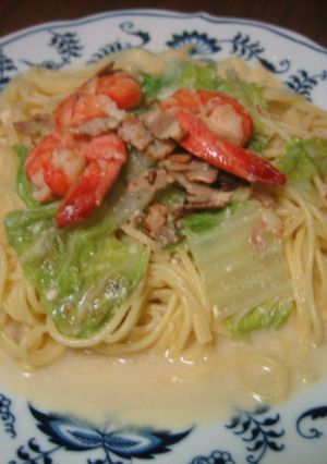 エビと白菜の豆乳スープパスタ-レシピのメイン写真