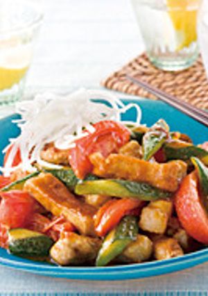 夏野菜とカナダポークの辛み炒め-レシピのメイン写真