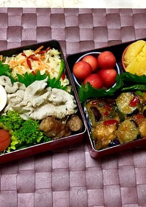 ズボラで愛♡温野菜＋ナスのミゾレ炒め弁当-レシピのメイン写真