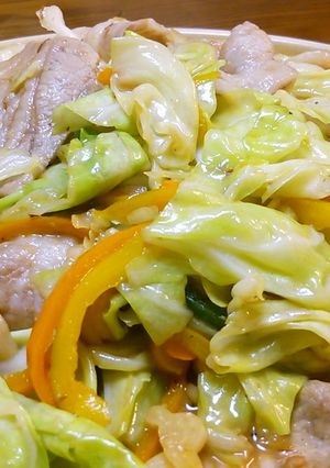 豚ばら薄切り味噌キャベツ炒め。-レシピのメイン写真