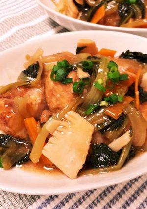 厚揚げ豚肉巻きの野菜あんかけ-レシピのメイン写真