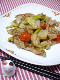 簡単!アスパラトマトの黒酢炒め-レシピのメイン写真