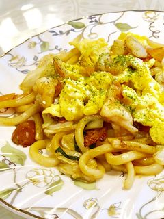 もちもち海老焼きうどん-レシピのメイン写真