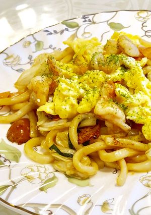 もちもち海老焼きうどん-レシピのメイン写真
