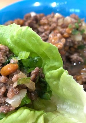 【簡単】納豆ひき肉レタス巻き-レシピのメイン写真